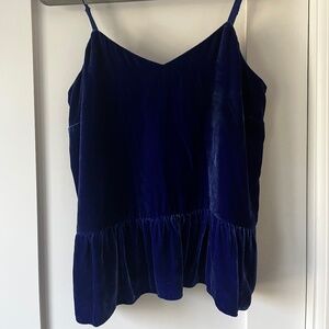Jcrew Royal Blue Velvet Peplum Tank S8